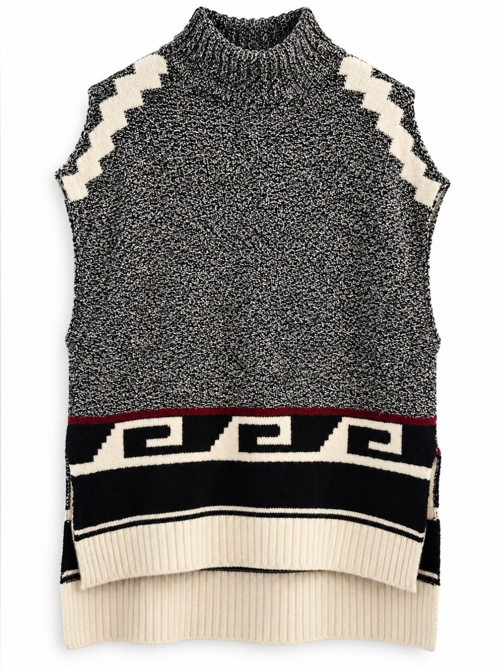 LOFT Wool Alpaca Southwestern Cowl Neck Sweater Vest Tunic M, Heritage